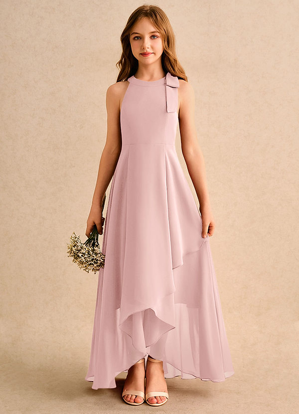 Azazie Boop Girls Formal Abiti da Ragazza di Fiori Abito A-Line in Chiffon Fiocco Rosa Cipria image1