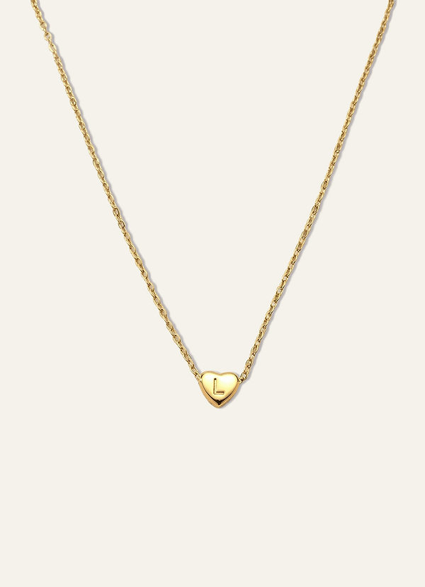 front 18K Gold Plated Heart-Shaped Letter Personalized Necklace