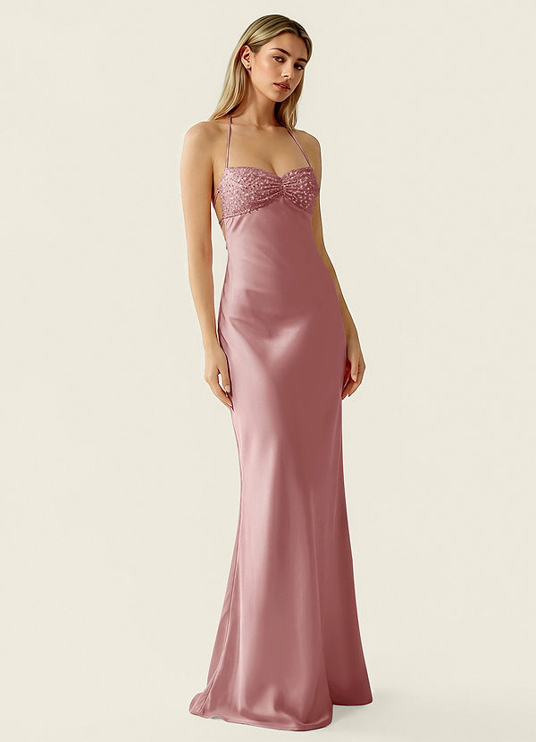 Valerianaire Dusty Pink Beading Satin Prom Dress image1