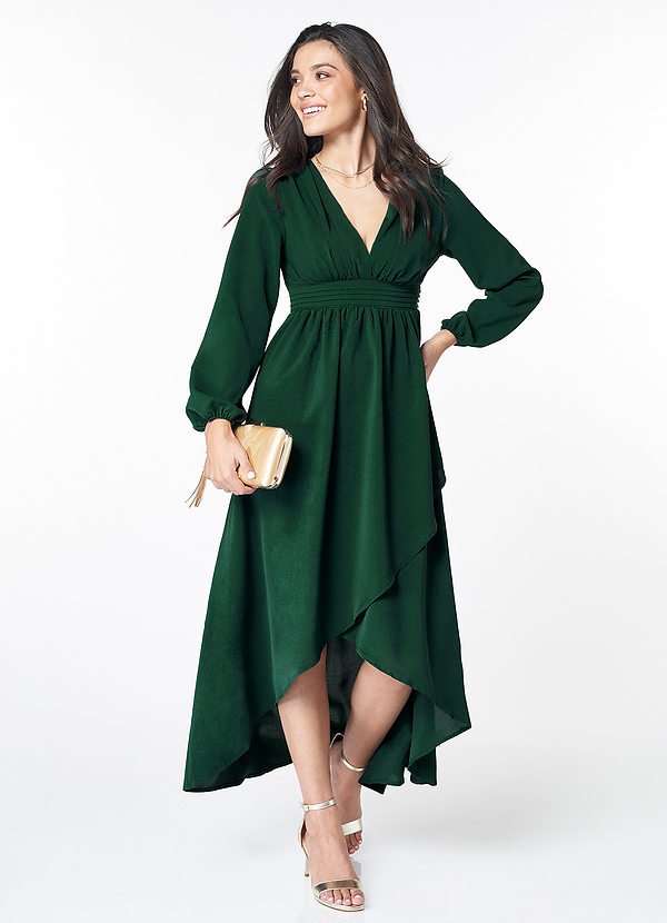 Dudley Dark Emerald Long Sleeve High Low Dress image1