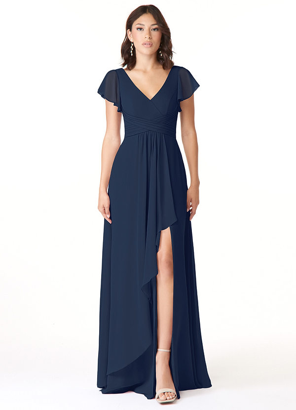 Azazie Omari Bridesmaid Dresses A-Line Chiffon Floor-Length Dress image1