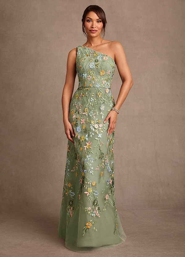 Azazie Bertie Mother of the Brides Dresses Pistachio A-Line Lace Dress image1