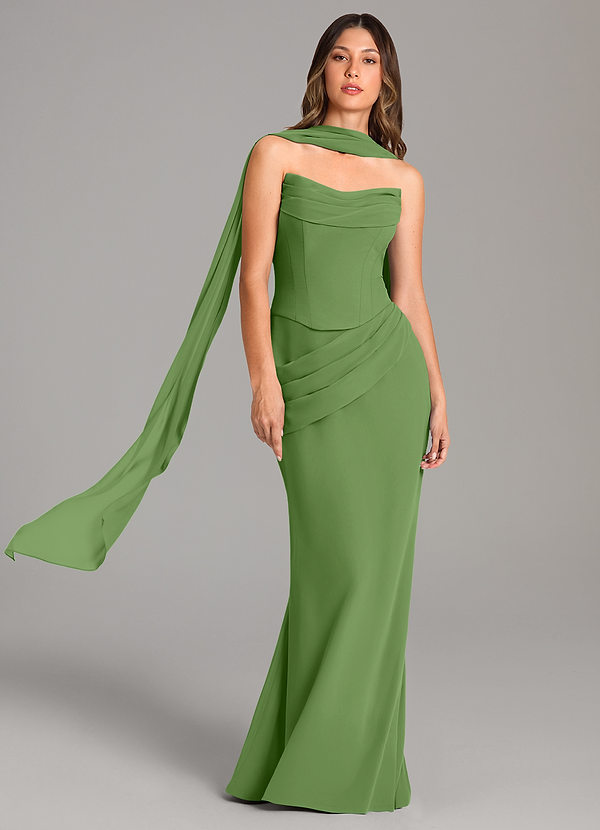 Azazie Sorrel Bridesmaid Dresses Basil Mermaid Corset Chiffon Dress image1