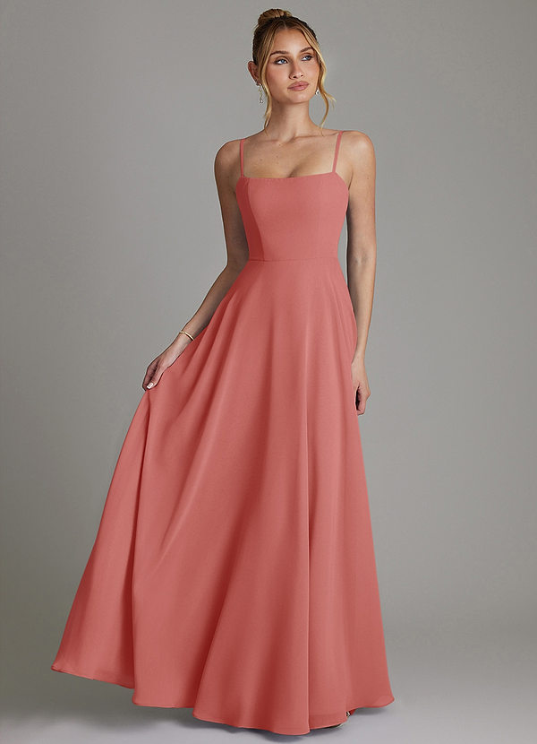 Azazie Elita Suknie dla druhen Linia A Pofałdowany Szyfon Do ziemi Sukienka image1