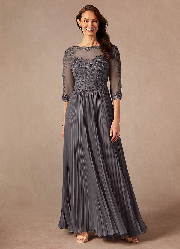 Azazie Corinne Mother of the Brides Dresses Steel Grey A-Line Sequins Chiffon Dress image1