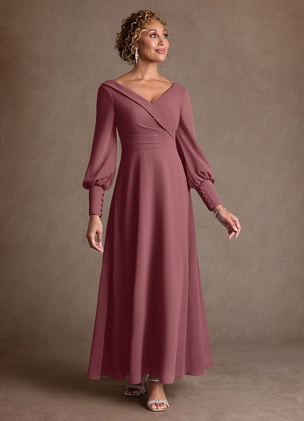 Azazie Paterson Mother of the Brides Dresses Desert Rose A-Line Pleated Chiffon Dress image1