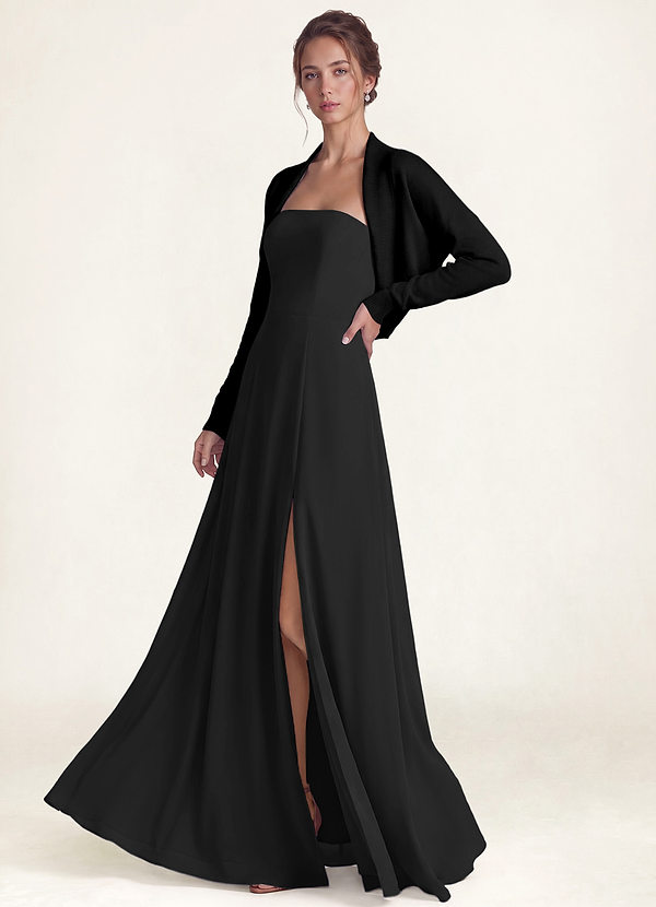 front Soft Wool-Blend Long-Sleeve Cropped Shrug
