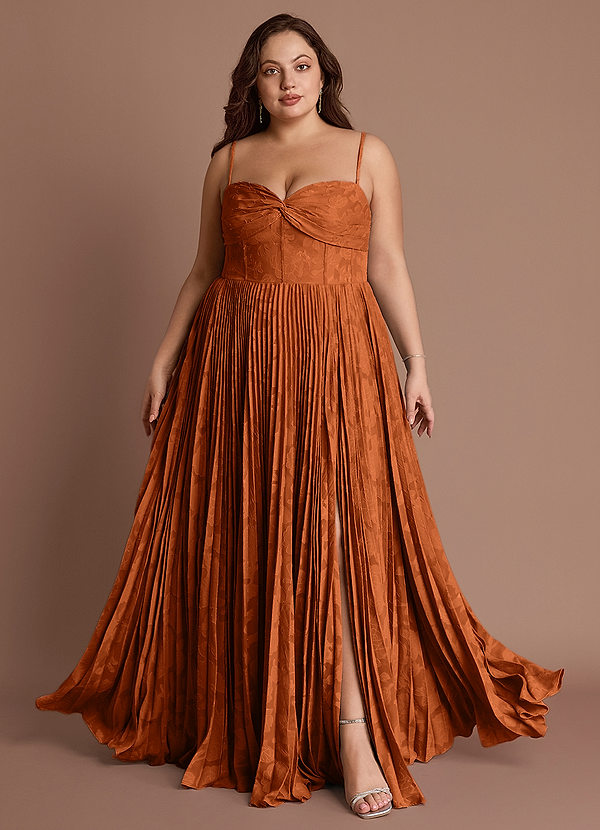 Akiko Rust Pleated Maxi Dress image1