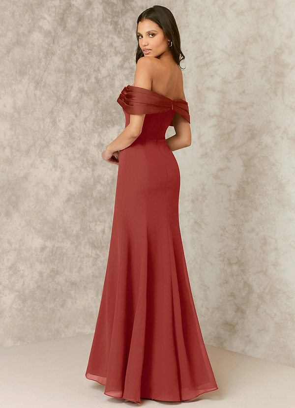back Robe fourreau en satin stretch et mousseline à épaules dénudées