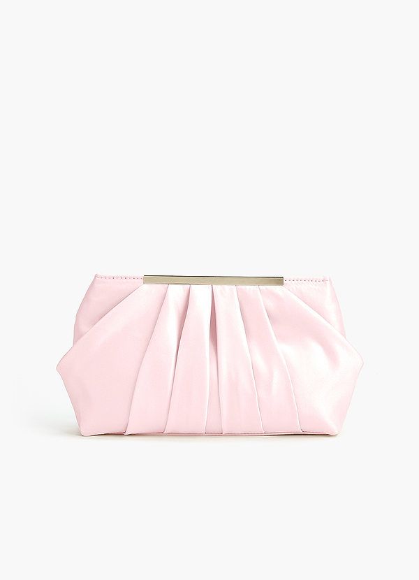 front Bijpassende kleur matte satijnen geplooide clutch