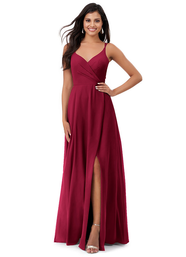 Lennon Bridesmaid Dresses Burgundy A-Line Lace Chiffon Dress image1