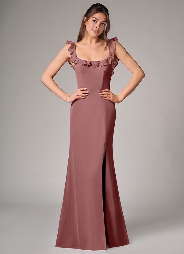Azazie Callie Bridesmaid Dresses Desert Rose Mermaid Side Slit Chiffon Convertible Dress image1