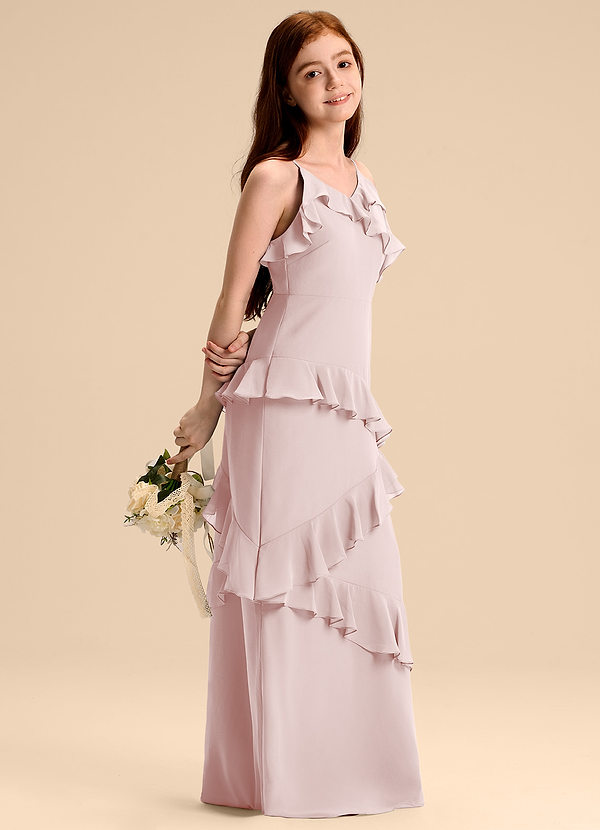 Azazie Evara Junior Blushing Pink A-Line Chiffon Dress image1