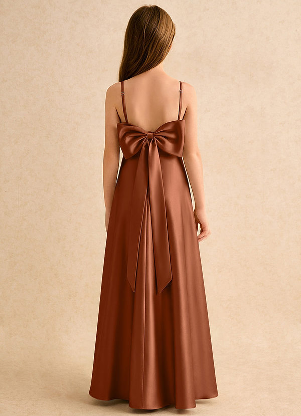 Azazie Joella Girls Formal Vestidos de Niña de Flores Vestido de Cobre de Satén Elástico de Corte en A con Plisado image1