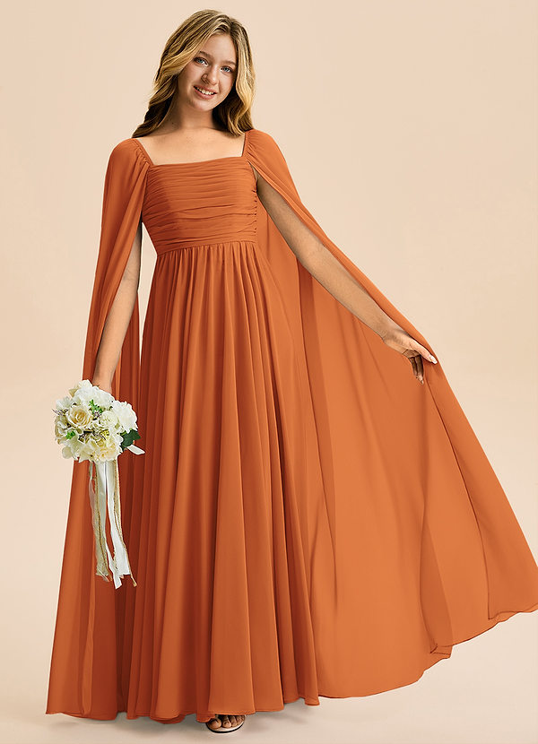 Azazie Calista Junior A-Linie Plissee Chiffon Kleid Kanel image1