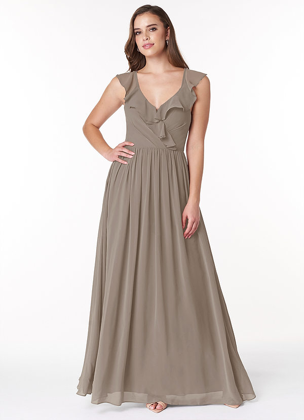 Azazie Gale Bridesmaid Dresses A-Line Pleated Chiffon Floor-Length Dress image1