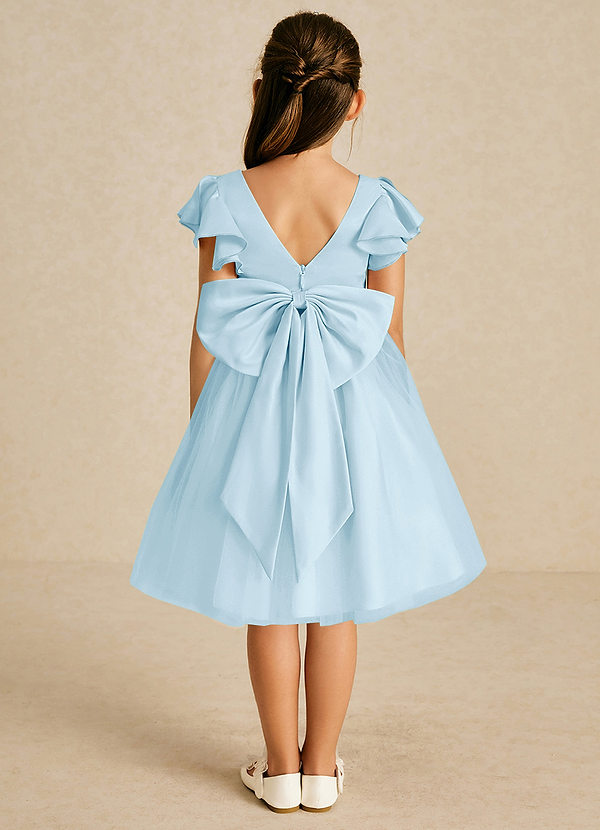 Azazie Kaeya Flower Girl Dresses Sky Blue A-Line Bow Tulle Dress image1