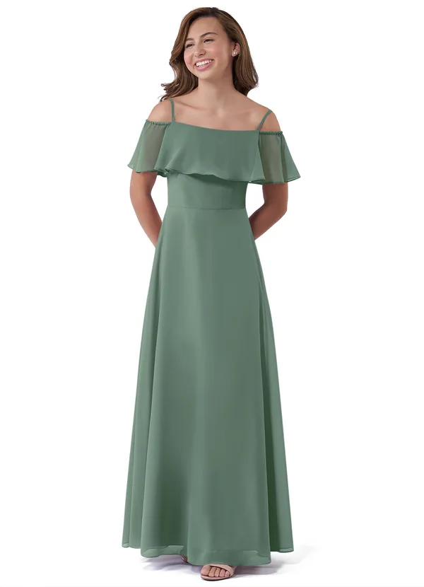 eucalyptus green junior bridesmaid dress