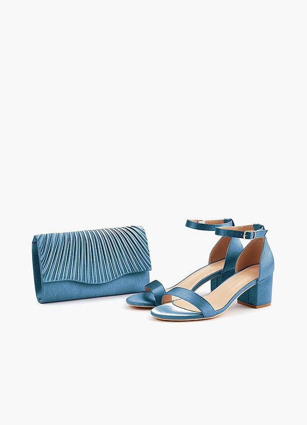 front Matching Color Metallic Satin Sandals Envelope Clutch Set