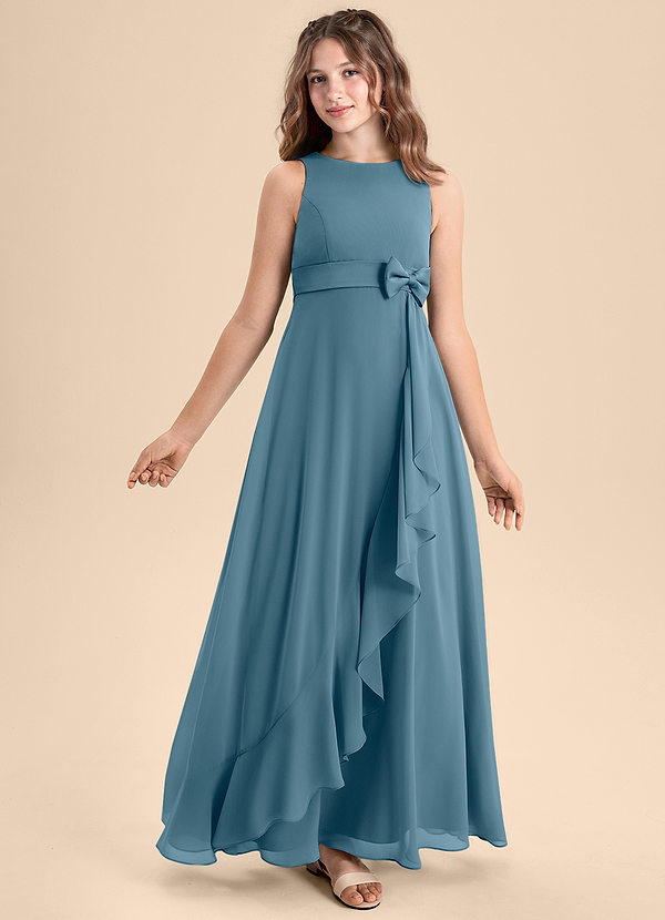 Azazie Lilenne Junior Bermuda A-Line Bow Chiffon Dress image1