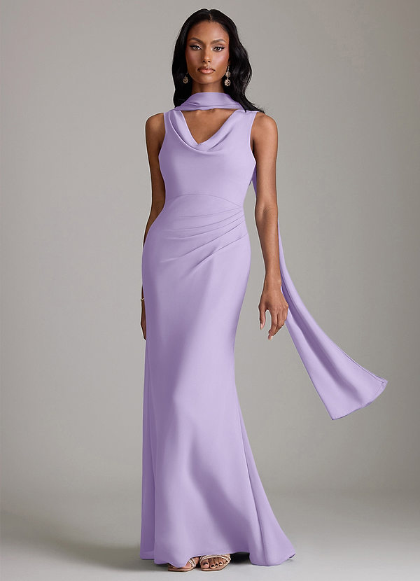 Azazie Linelle Bridesmaid Dresses Lilac Mermaid Pleated Chiffon Dress image1