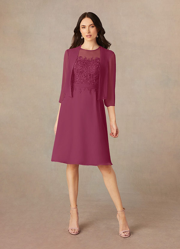 Azazie Klaus Mother of the Brides Dresses Mulberry A-Line Scoop Sequins Chiffon Dress image1