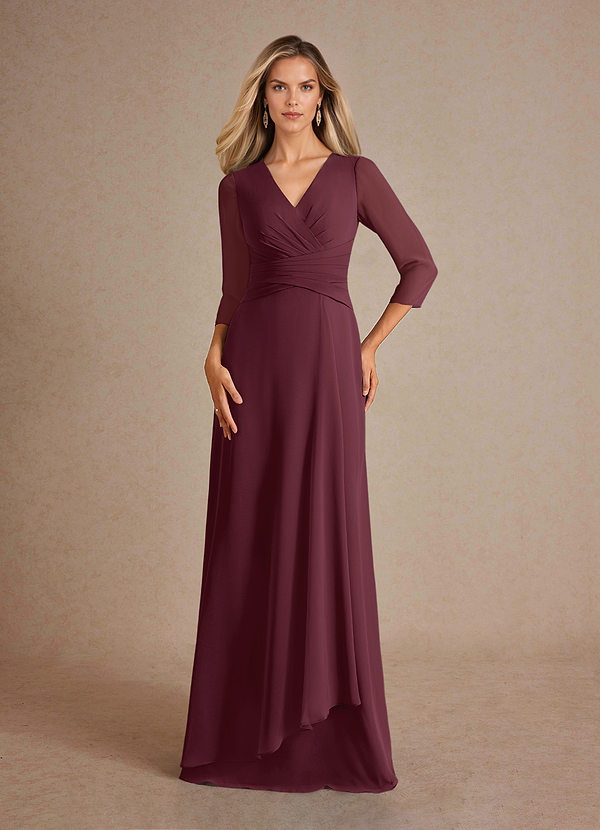 Azazie Mayfield Abiti da Mamma Sposa Abito A-Line in Chiffon Plissettato Cabernet image1