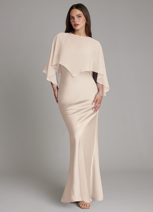 Azazie Ambra Bridesmaid Dresses White Alabaster Mermaid Pleated Stretch Satin Dress image1