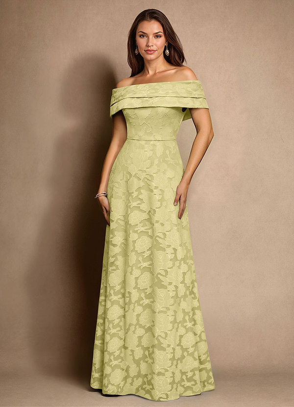 Azazie New Britain Mother of the Brides Dresses Lemon Sorbet A-Line Pleated Floral Burnout Dress image1