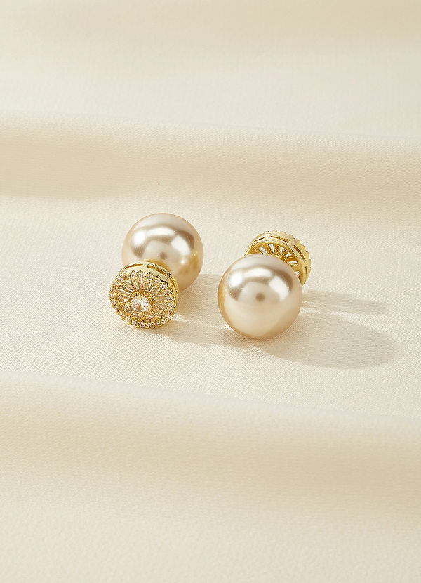 front Rita Diamond Pearl Earrings