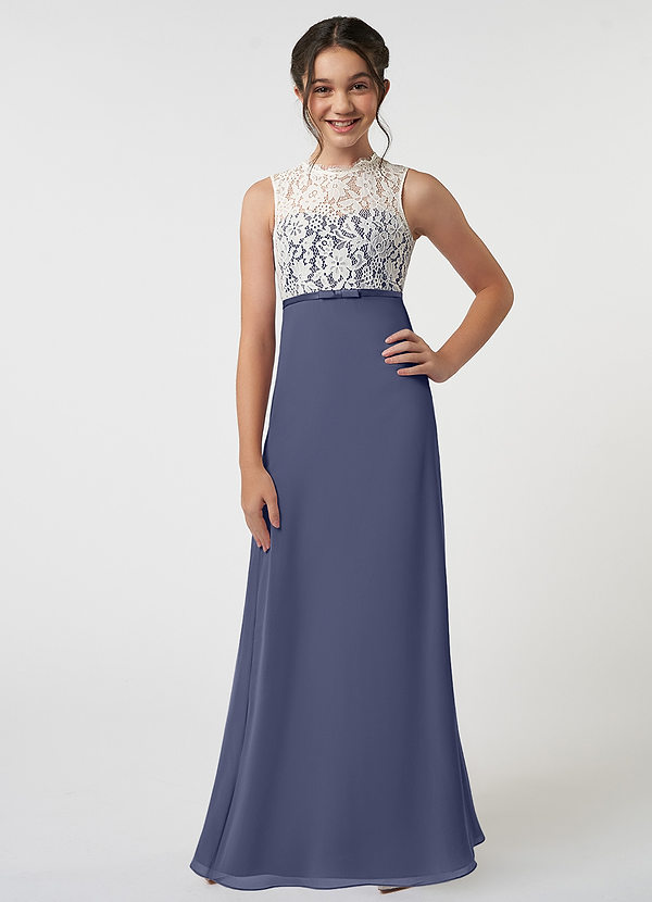 Azazie Rana Junior A-Linie Spitze Chiffon Kleid Sturm image1