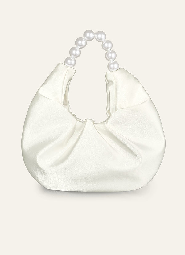 front Handtasche aus Satin mit Perlengriff und Raffungen