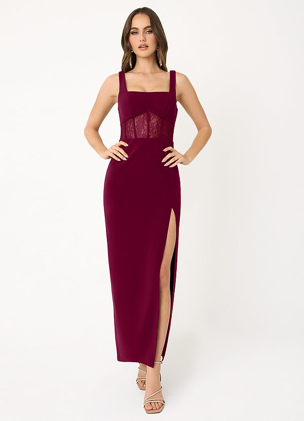 Lucia Merlot Lace Corset Maxi Dress image1