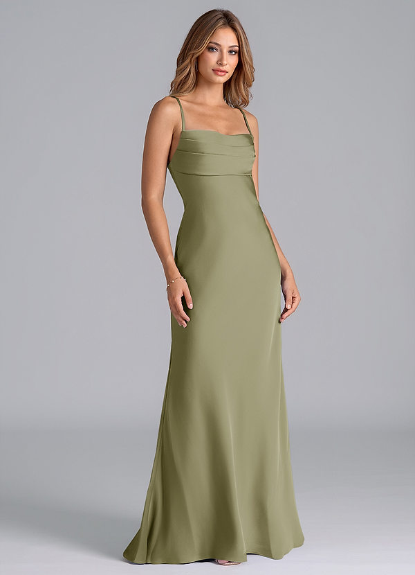 Azazie Seema Bridesmaid Dresses Pistachio Mermaid Corset Stretch Satin Dress image1