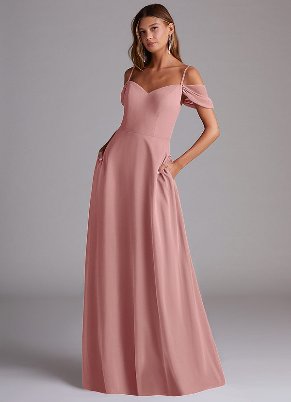Azazie Marley Bridesmaid Dresses Dusty Rose A-Line Off the Shoulder Chiffon Convertible Dress image1