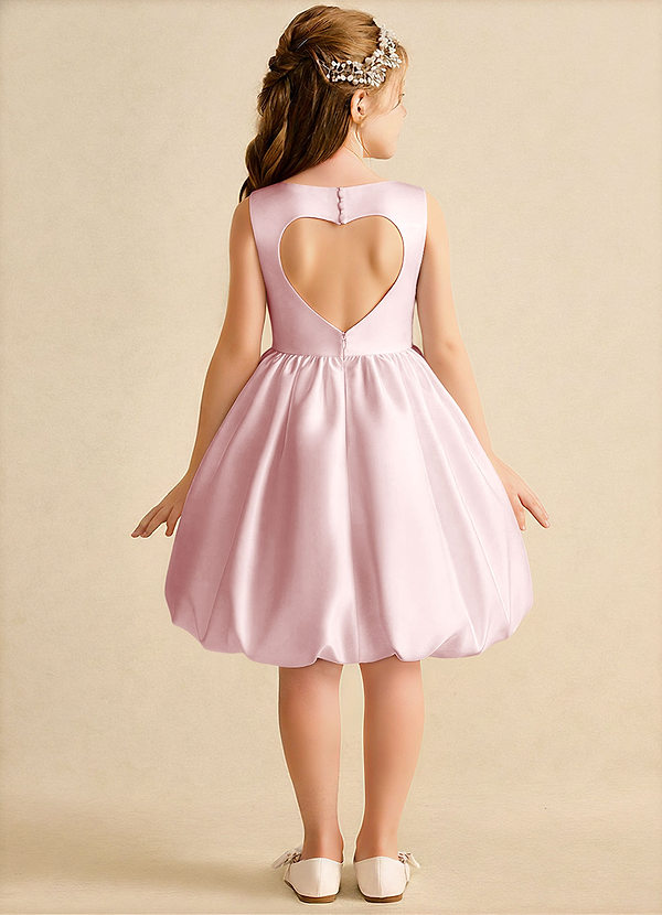 Azazie Nirvana Robes de Fillette d'Honneur Robe Princesse en Mat Satiné Rayé Rose Poudré image1