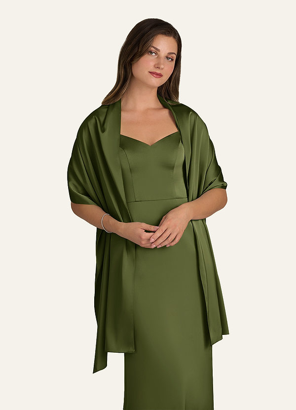 front Azazie Matching Color Ireland Stretch Satin Shawl