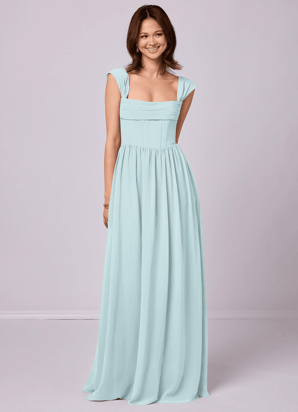 Barbie ♥ Azazie Bridesmaid Dresses Mist A-Line Corset Chiffon Dress image1