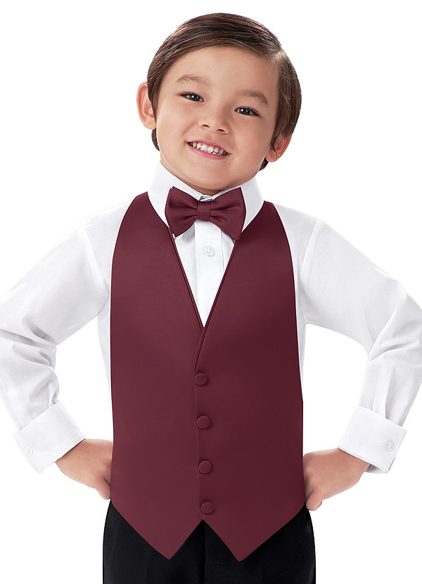 front Boy's Matte Satin Vest & Bow Tie Set