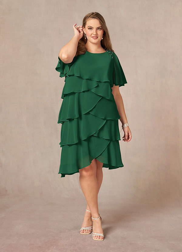 Azazie Rita Mother of the Brides Dresses Dark Green A-Line Scoop Beaded Chiffon Dress image1