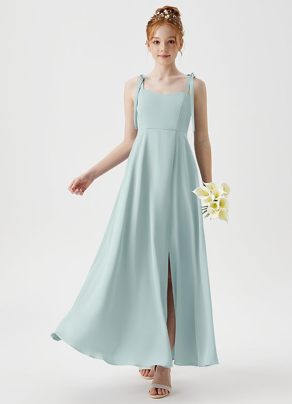 Azazie Rosey Junior Mist A-Line Sweetheart Neckline Stretch Satin Dress image1