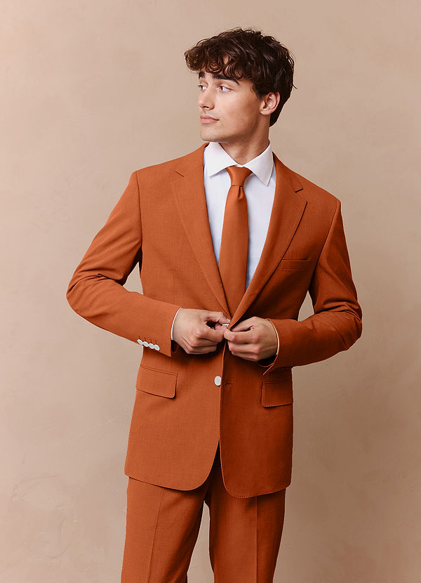 front James Burnt Orange Structured Stretch Suit
