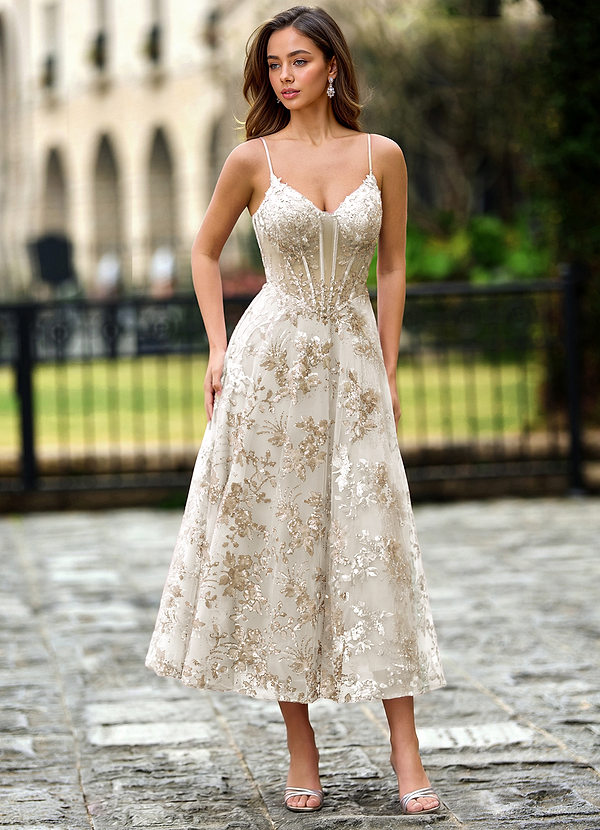 Lavinienna Champagne Lace Sequin Embroidery Corset Wedding Guest image1