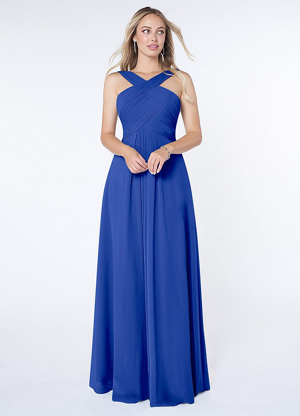 Heloise Largo Gasa Cabestro Vestidos De Dama De Honor Azul Royal Tallas Grandes main image 0