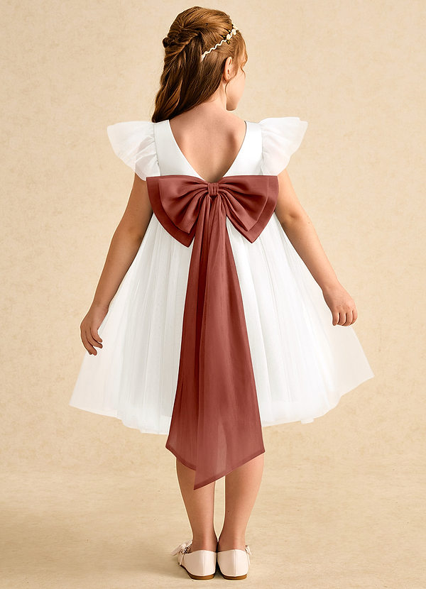 Azazie Munchkin Flower Girl Dresses Ivory Auburn A-Line Bow Tulle Dress image1