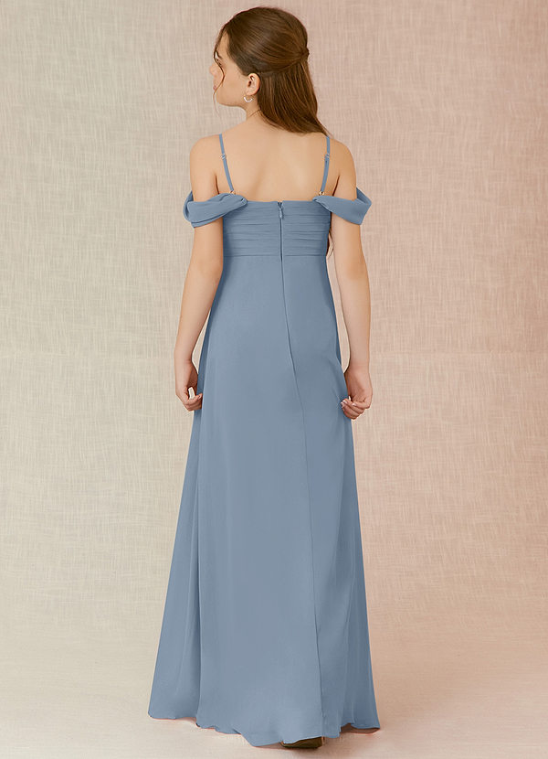 Azazie Kaitlynn A-Line Off the Shoulder Chiffon Floor-Length Junior Bridesmaid Dress image2