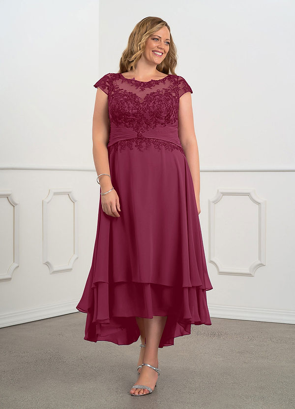 Azazie Shonda Mother of the Brides Dresses Mulberry Lace Chiffon Dress image1