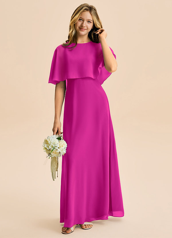 Azazie Maris Junior Abito A-Line in Chiffon Fucsia image1