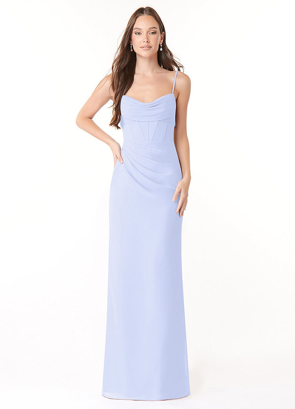 Azazie Mai Bridesmaid Dresses Lavender Sheath Pleated Chiffon Dress image1