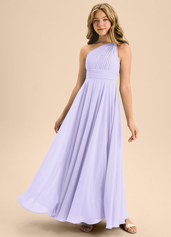Azazie Charlize Junior Lilac A-Line Pleated Chiffon Dress image1